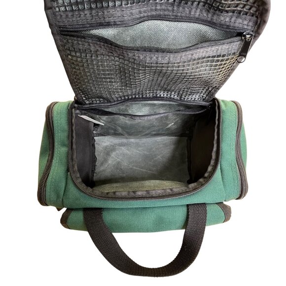 L.L. Bean Green Canvas Zippered Compartments Carry Handles AK02 Mini Duffel Bag - Picture 5 of 11